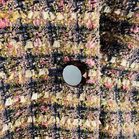 Vintage Draper's Studios Green Pink Purple Tweed Blazer Jacket Button‎ Up Size 6 - Picture 6 of 7